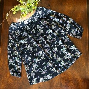 J.Jill Sheer Floral Navy Top